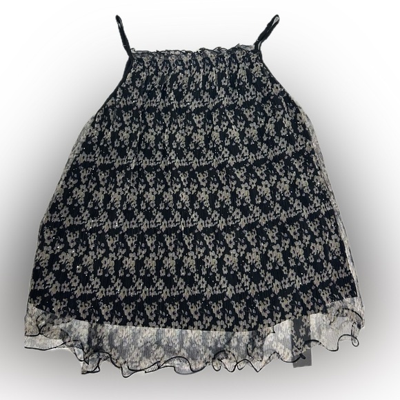 Floral Pleated Camisole Tank Top – Adjustable Spaghetti Straps - Picture 4 of 7